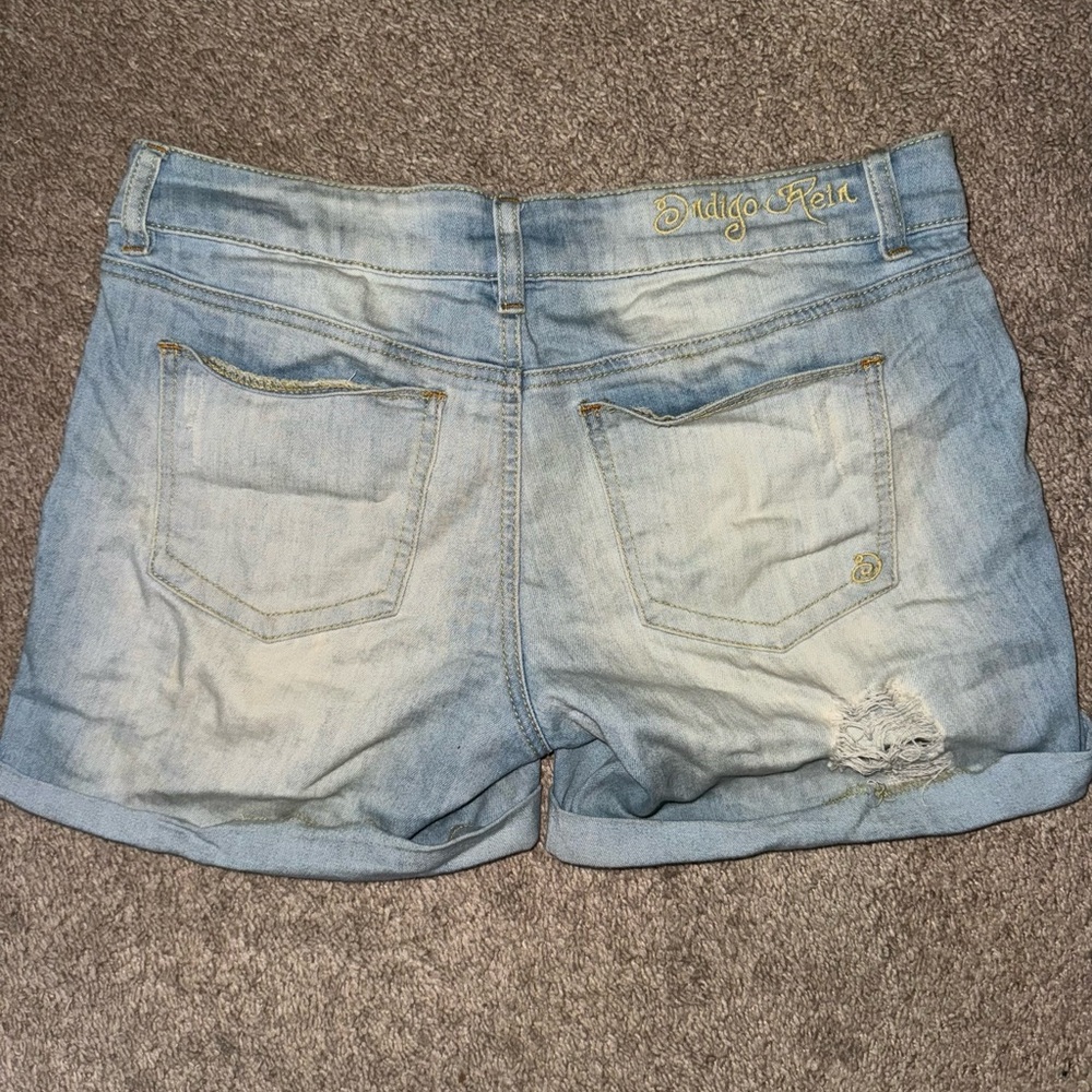 Indigo Rein Blue Distressed Jean Shorts - Picture 4 of 5
